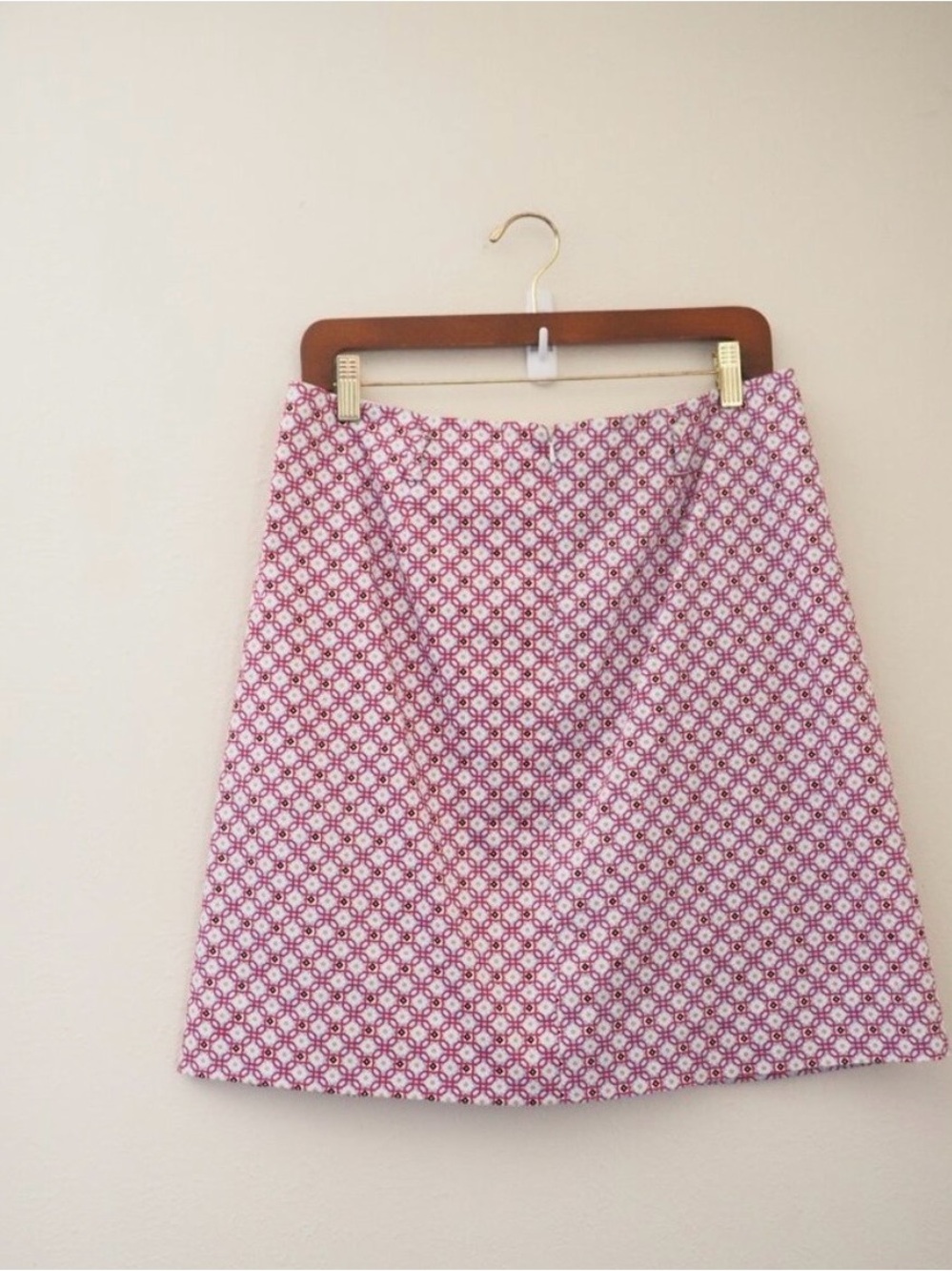 Etcetera Skirt with Cream, Blue & Red Geometric Pattern